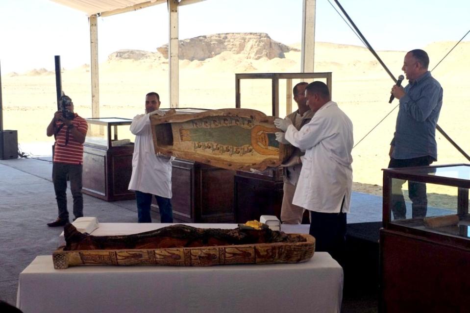 The mummy's coffin was discovered late last year in a 3,500-year-old cemetery in Minya, Egypt.  Ministry of Tourism and Antiquities