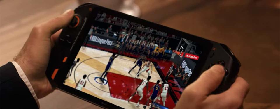 ONEXPLAYER handheld console nba on table