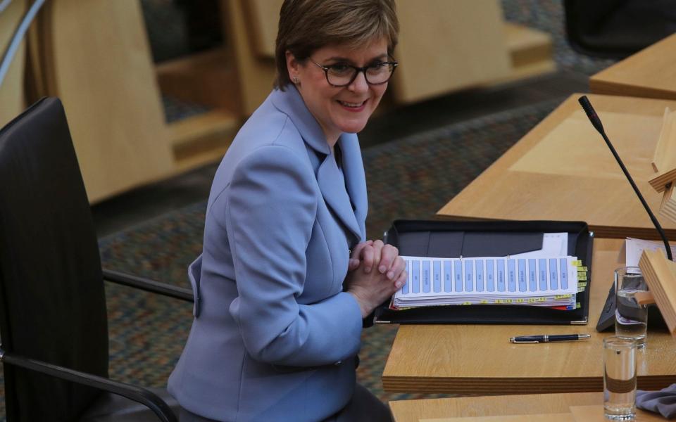 Scottish First Minister Nicola Sturgeon attends the First Minister's Questions at the Scottish Parliament on June 10, 2021 in Edinburgh, Scotland. - Getty Images