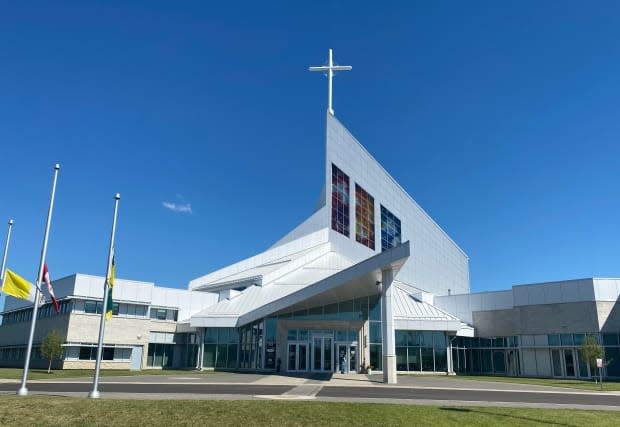 Saskatoon Catholics raised $28.5 million to build this cathedral in 2012, while critics say a promise to compensate residential school survivors was largely ignored. The story was similar across Canada. (Jason Warick/CBC - image credit)
