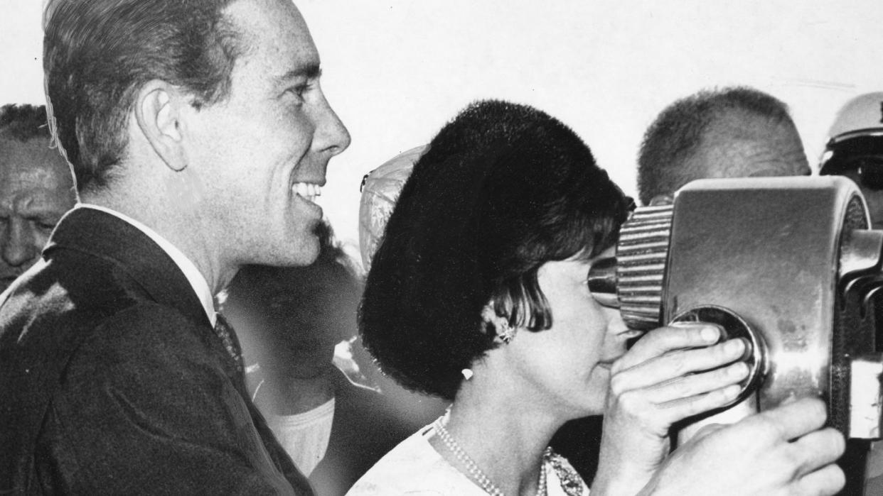 princess margaret checks out the views from coit tower with lord snowdon