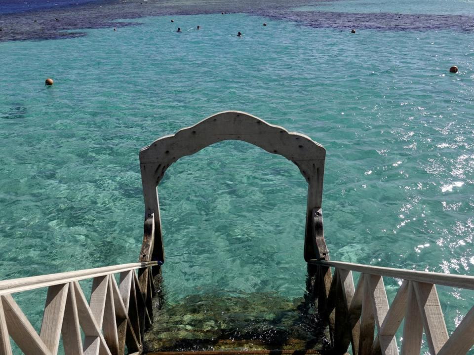 Tourists snorkelling near a beach of the Red Sea resort of Sahl Hasheesh, Hurghada, in January 2020 (Amr Abdallah Dalsh/Reuters/File image)