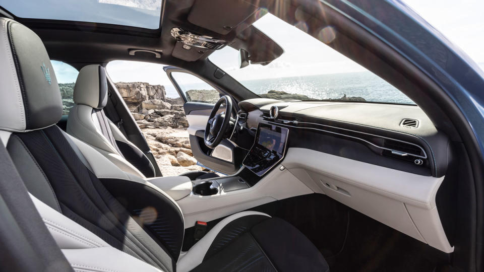 The interior of a 2025 Maserati Grecale Folgore.