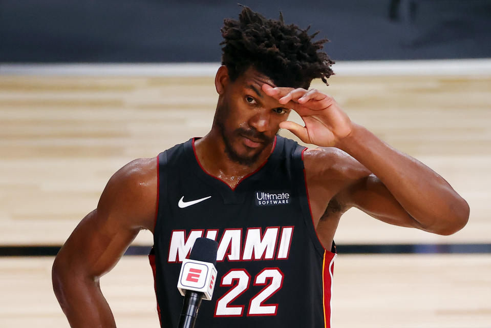 Jimmy Butler may not be an all-time great, but his Game 3 belongs in the pantheon. (Kevin C. Cox/Getty Images)