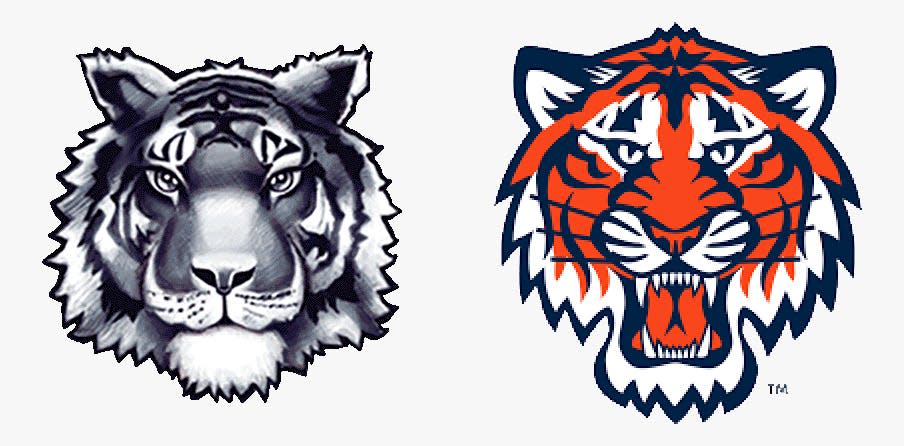 The Twinsburg City School District's tiger mascot, left, is shown next to the emblem used by the Detroit Tigers. The pro baseball team raised copyright infringement concerns about the district's logo in 2019.