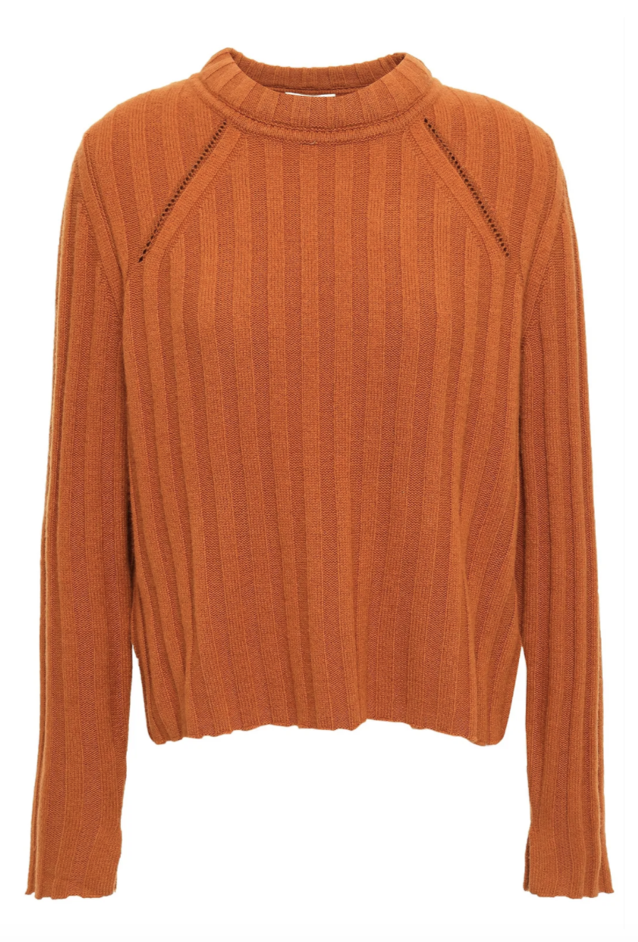 20) Pointelle-trimmed ribbed wool and yak-blend sweater