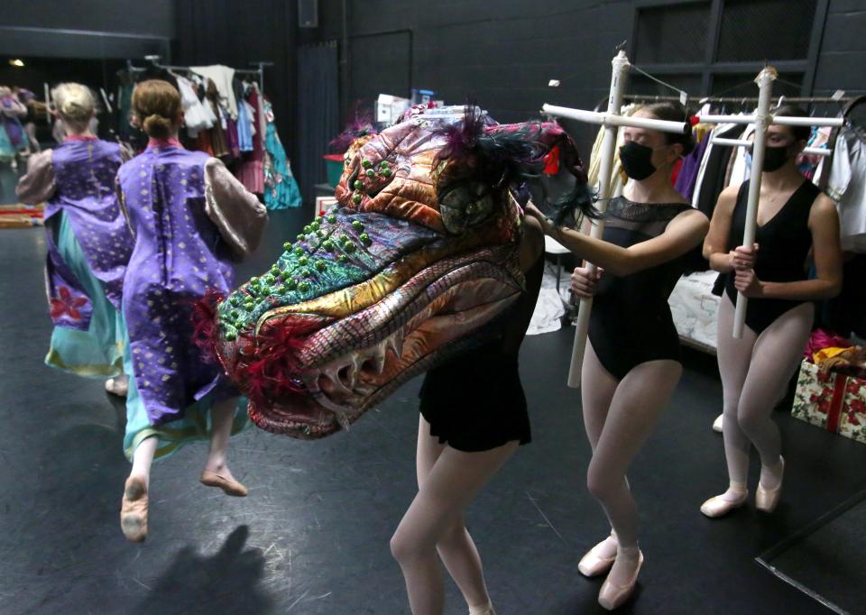 Ella Giltz, foreground, rehearses with the Canton Ballet last week for upcoming performances of "The Nutcracker."