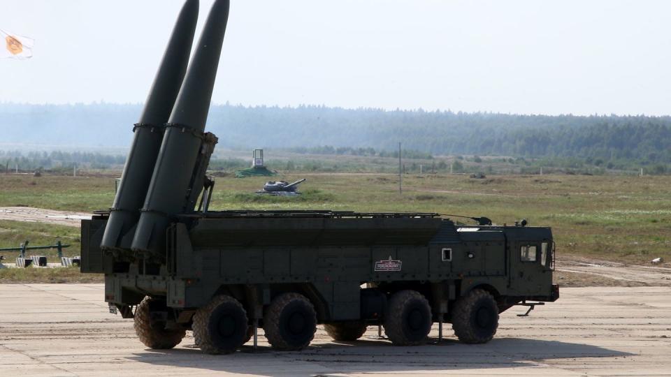 iskander ballistic missile system on display at russia's international military technical forum in 2022