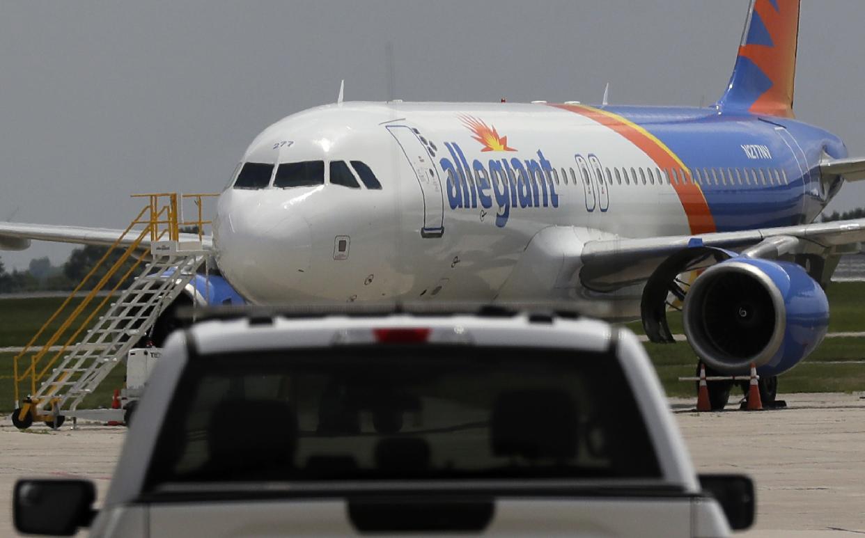 An Allegiant jet at Appleton International Airport in Greenville.