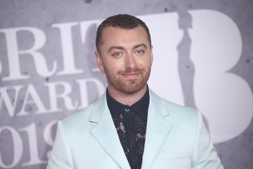 Singer Sam Smith poses for photographers upon arrival at the Brit Awards in London, Wednesday, Feb. 20, 2019. (Photo by Joel C Ryan/Invision/AP)