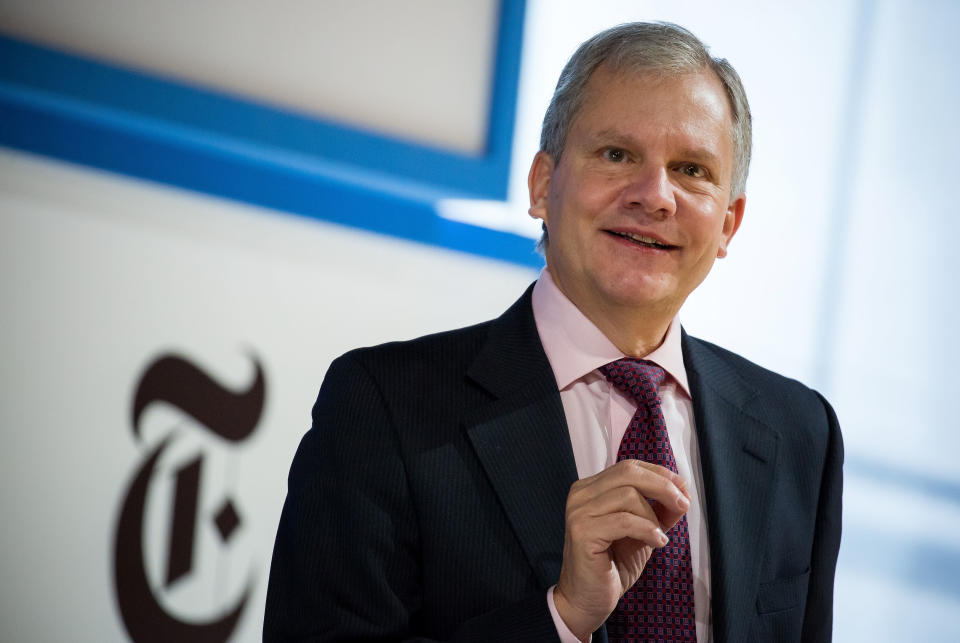 Arthur Sulzberger Jr., chairman of The New York Times Co., speaks during the New York Times DealBook conference in New York, U.S., on Thursday, Nov. 10, 2016. The event brings together CEOs, leading figures in finance, and experts from diverse industries to assess the challenges and opportunities that will define the deal world of tomorrow. Photographer: Michael Nagle/Bloomberg via Getty Images