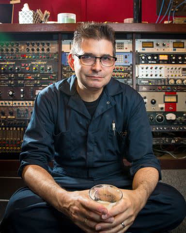 <p>Brian Cassella/Chicago Tribune/Tribune News Service via Getty</p> Steve Albini in his studio in Chicago in July 2014