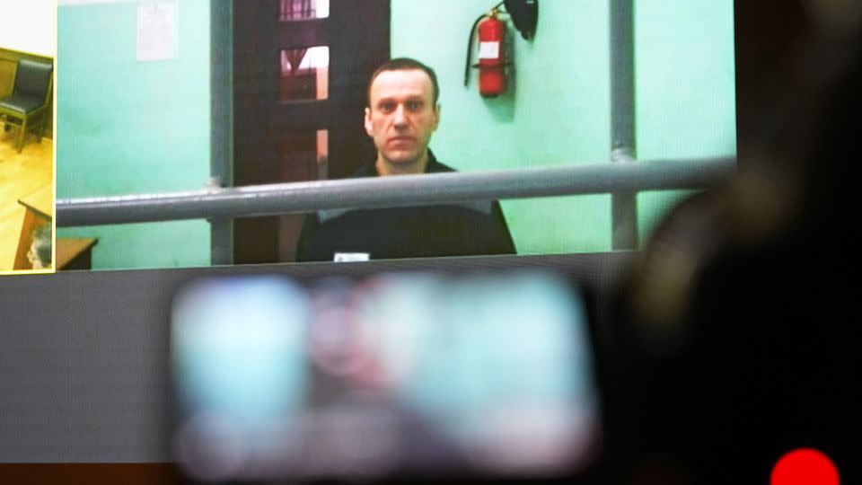 Russian opposition leader Alexey Navalny in a video link provided by the Russian Federal Penitentiary Service from the colony in Melekhovo, Vladimir region, during a hearing at the Russian Supreme Court in Moscow, Russia, Thursday, June 22, 2023. - Alexander Zemlianichenko/AP