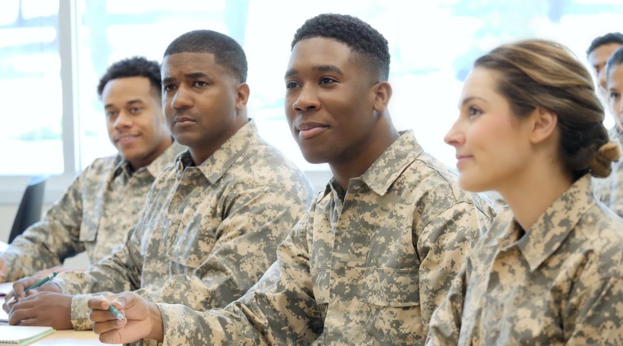 Ad agencies developed distinct ads for the U.S. military to reach different demographics over the years. <a href="https://www.gettyimages.com/detail/photo/young-military-cadet-enjoys-classroom-training-royalty-free-image/1004304340?phrase=military%20recruiting&adppopup=true" rel="nofollow noopener" target="_blank" data-ylk="slk:SDI Productions via Getty Images;elm:context_link;itc:0;sec:content-canvas" class="link ">SDI Productions via Getty Images</a>
