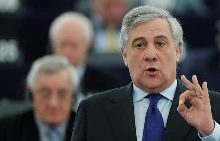 European Parliament's presidential candidate Antonio Tajani attends the presentation of the candidates for the election to the office of the President at the European Parliament in Strasbourg, France, January 17, 2017. REUTERS/Christian Hartmann