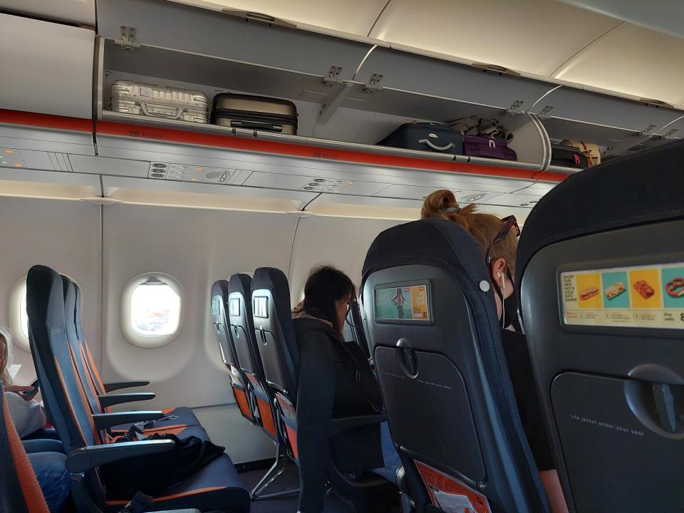 Seats on board an EasyJet plane