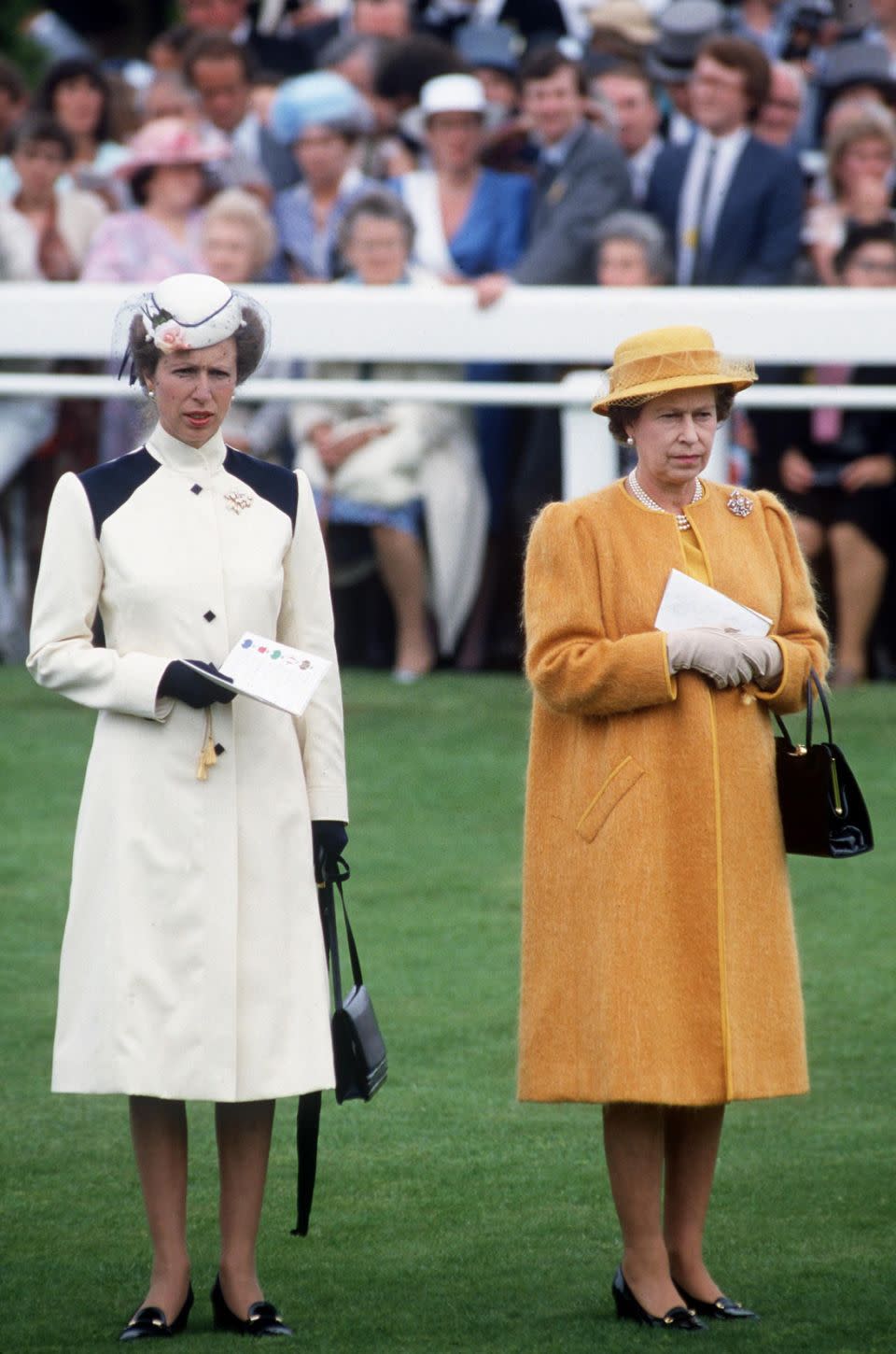 Five years later Princess Anne wore the same outfit to Royal Ascot again to step out with mum, Queen Elizabeth II. Photo: Getty