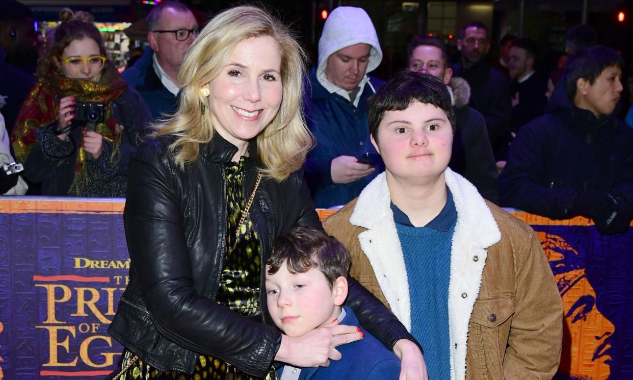 <span>Sally Phillips with two of her children, Olly (right) and Tom.</span><span>Photograph: Ian West/PA</span>