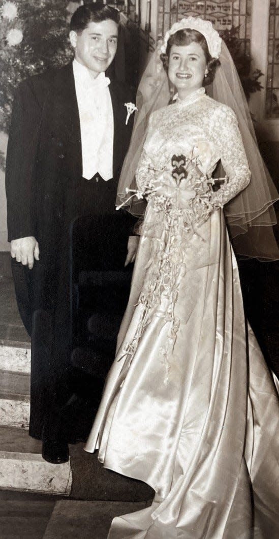 Arlene and Arthur Constant on their wedding day, Nov. 7, 1951, in Roxbury. She grew up in the Brighton section of Boston; he comes from Quincy.