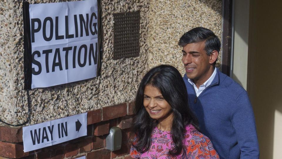 UK Prime Minister Rishi Sunak and his wife Rishi Sunak vote