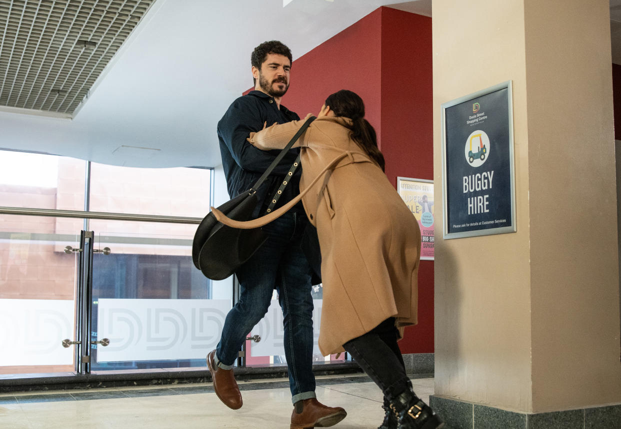 FROM ITV

STRICT EMBARGO -  No Use Before 0700hrs Tuesday 15th March 2022

Coronation Street - Ep 1059293

Monday 21st March 2022

In a rage, Lydia [REBECCA RYAN] slaps Adam Barlow [SAM ROBERTSON] and gives him an almighty shove. As Adam topples backwards over the railings, Lydia watches with horror. 

Picture contact - David.crook@itv.com

Photographer - Danielle Baguley

This photograph is (C) ITV Plc and can only be reproduced for editorial purposes directly in connection with the programme or event mentioned above, or ITV plc. Once made available by ITV plc Picture Desk, this photograph can be reproduced once only up until the transmission [TX] date and no reproduction fee will be charged. Any subsequent usage may incur a fee. This photograph must not be manipulated [excluding basic cropping] in a manner which alters the visual appearance of the person photographed deemed detrimental or inappropriate by ITV plc Picture Desk. This photograph must not be syndicated to any other company, publication or website, or permanently archived, without the express written permission of ITV Picture Desk. Full Terms and conditions are available on  www.itv.com/presscentre/itvpictures/terms
