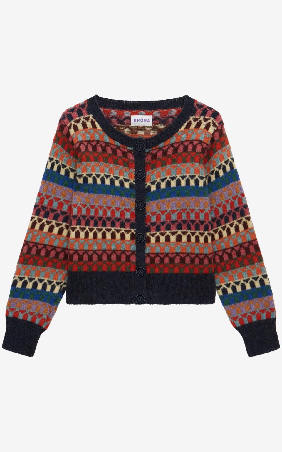 Wool folk cardigan, £175, Brora