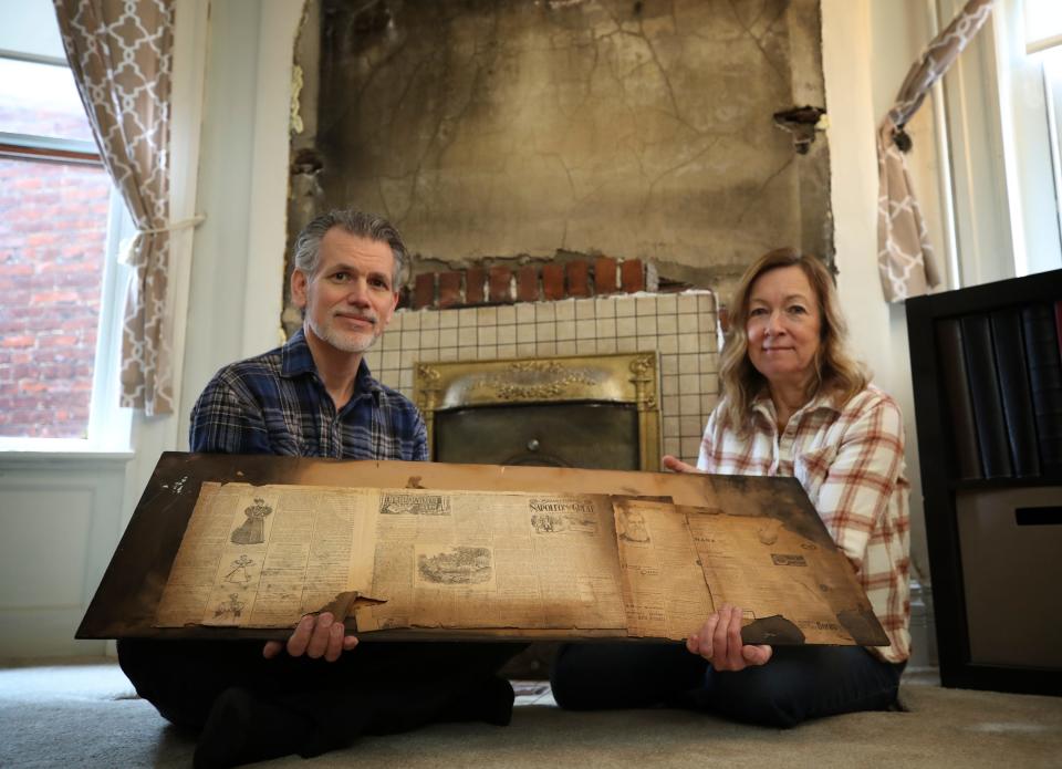 Ed and Kimberly Nye found this November 17, 1894 edition of The Courier-Journal behind a mirror above a mantel in their home built in the same year.
