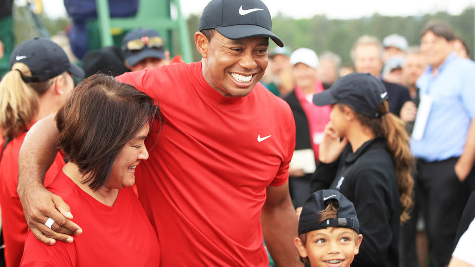 Seen here, Tiger Woods celebrates with family after winning the 2019 US Masters.