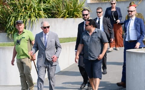 Prince Charles takes a coastal walk at Kaikoura Peninsula - Credit: Kai Schwoerer/Getty Images