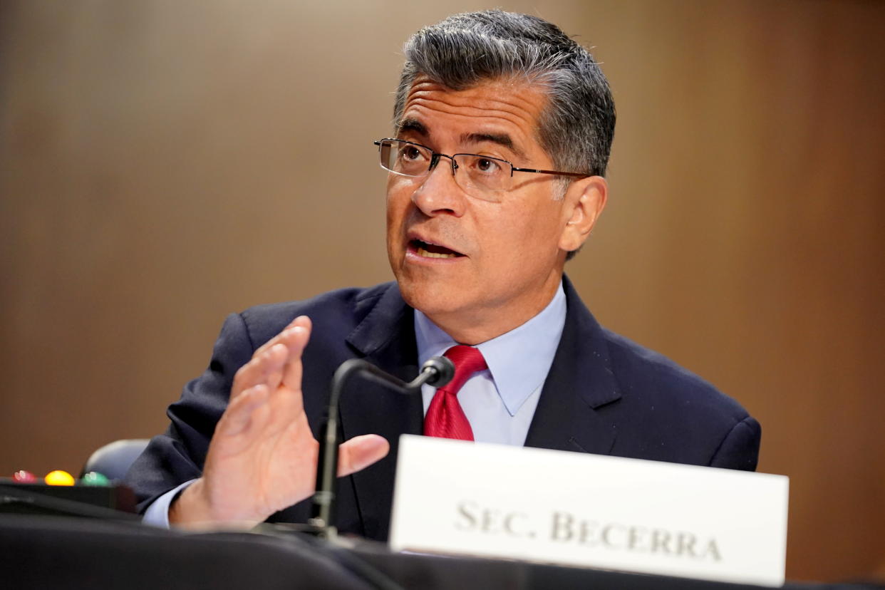 Secretary of Health and Human Services Xavier Becerra answers a question at a hearing on Capitol Hill in September.