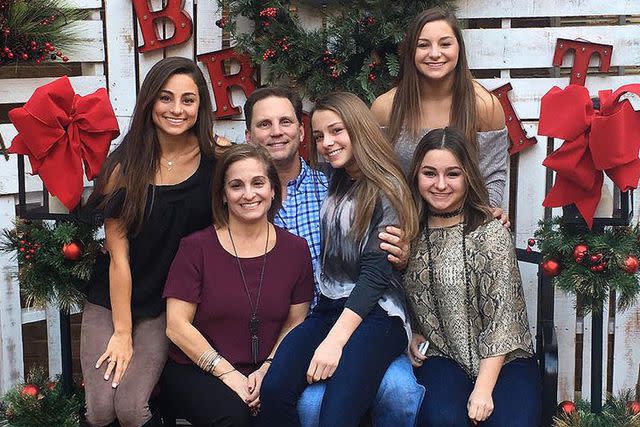 <p>Mary Lou Retton/ Instagram</p> Mary Lou Retton and Shannon Kelley with their four daughters celebrating the holidays.