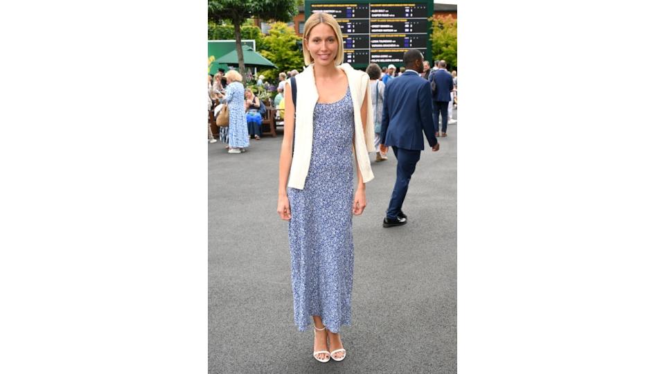 Princess Maria-Olympia of Greece and Denmark attends day one of the Wimbledon Tennis Championships at the All England Lawn Tennis and Croquet Club on July 01, 2024 in London, England wearing Ralph Lauren. (Photo by Karwai Tang/WireImage)