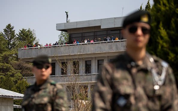 View of North Korea from across the demilitarized zone (DMZ) in the armistice village of Panmunjom, South Korea