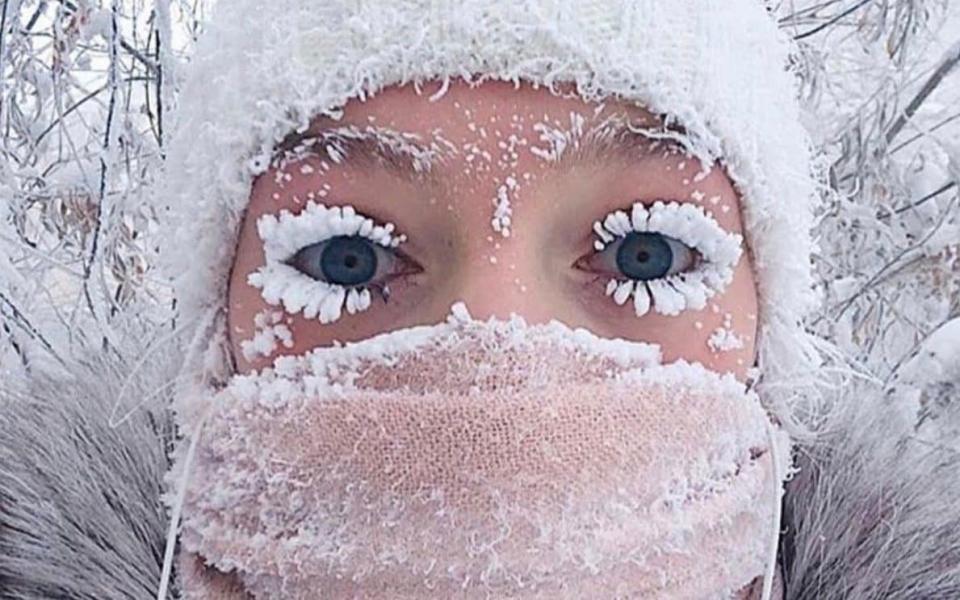 Temperatures have become so cold in the Siberian region of Yakutia that people's eyelashes have started to freeze when they venture outside - Instagram/@anastasiagav