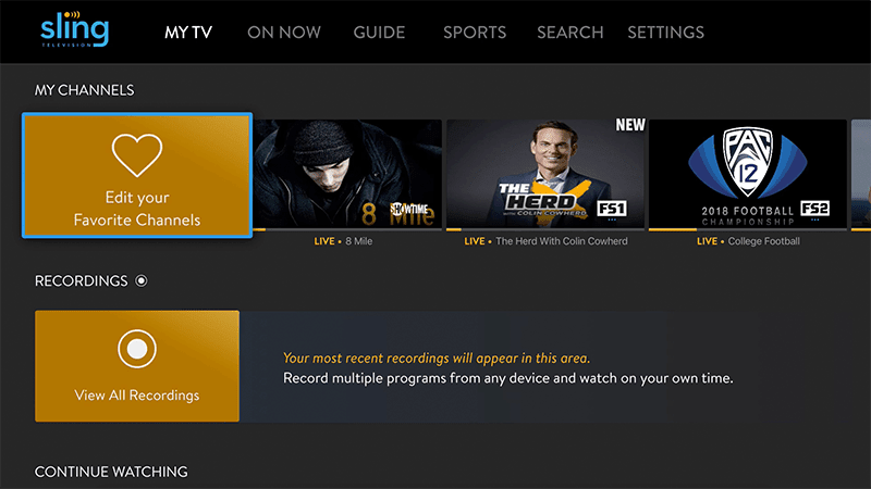 Sling TV Apple TV UI Updates