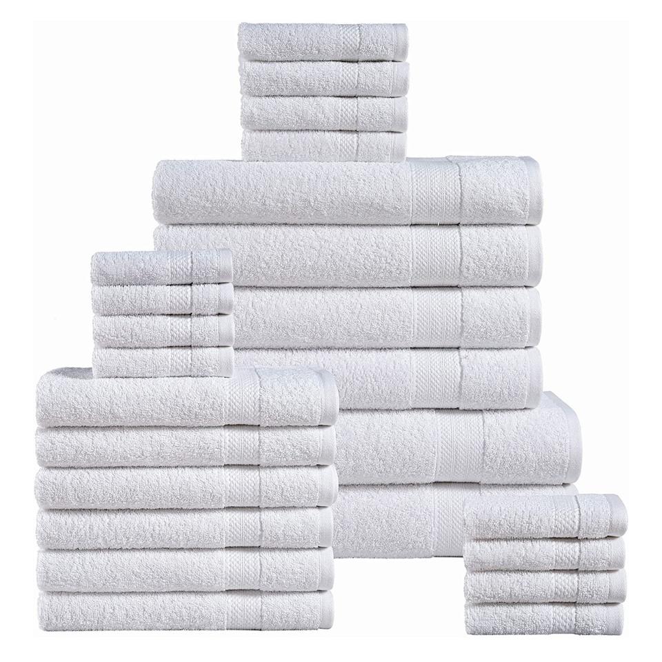 12) 24 PC White Bath Towels Set