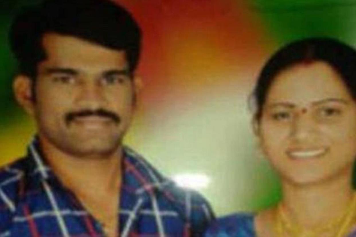 Swathi Reddy (right) is accused of the murder of her husband Sudhakar Reddy (left)