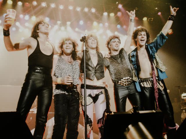 <p>Koh Hasebe/Shinko Music/Getty</p> Bon Jovi live at the Nakano Sun Plaza in Tokyo on April 20, 1985