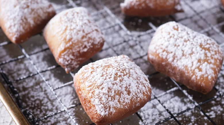 beignets on baking tray