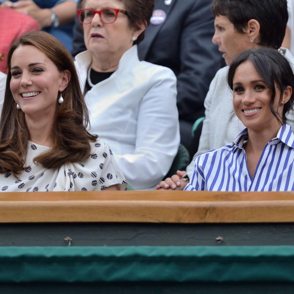 The Duchess of Cambridge, Kate Middleton, and the Duchess of Sussex, Meghan Markle, wore complementary, but different, looks for the women’s final.