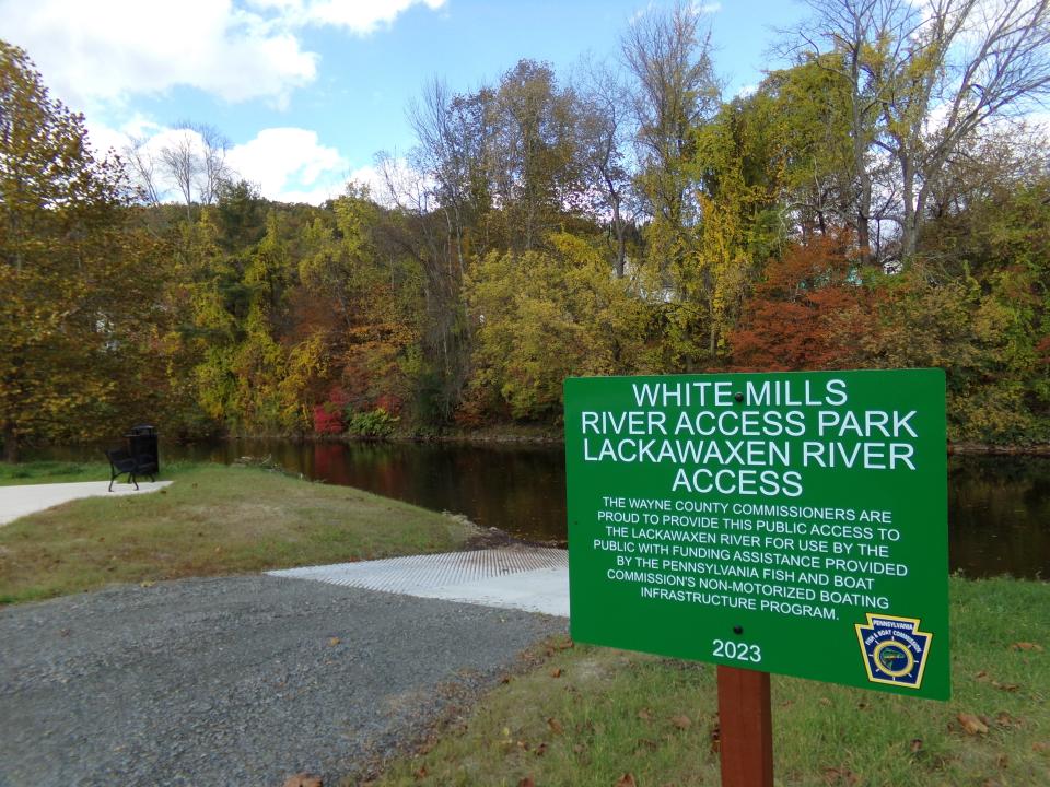 The Lackawaxen River access at White Mills, being dedicated October 27, is a project of the Wayne County Commissioners and Lackawaxen River Trails, funded by a state grant. It the second of four improved river access points to be completed from Honesdale to Hawley.
