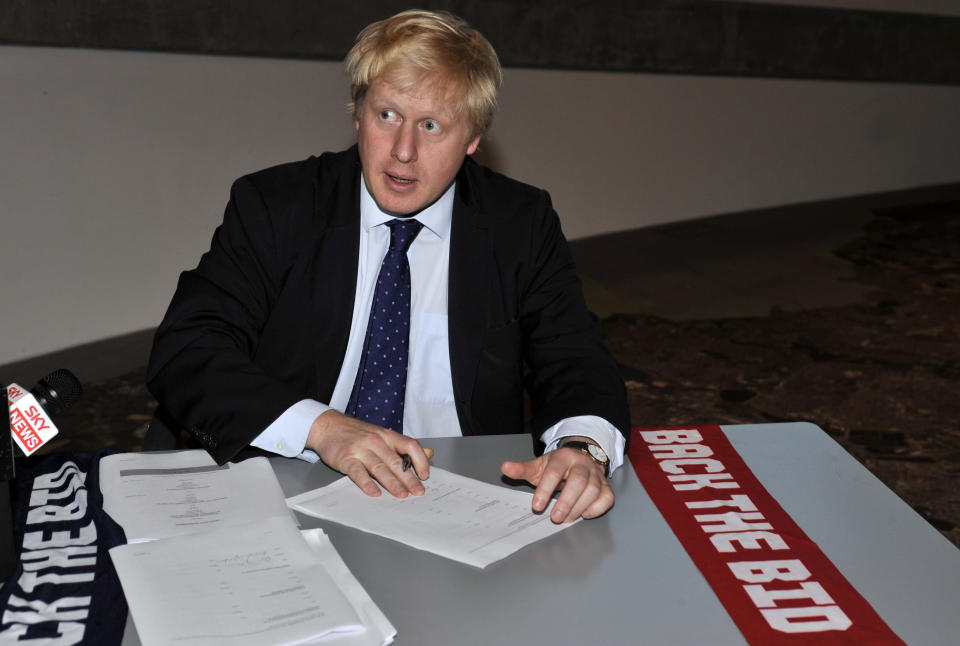London Mayor Boris Johnson, signing the official host city agreement for London's bid submission for the England 2018/2022 Fifa World Cup, at City Hall, London.