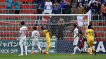 Soccer Football - International Friendly - Kirin Challenge Cup 2018 - Japan vs Mali - Stadium Maurice Dufrasne, Liege, Belgium - March 23, 2018 Mali’s Abdoulay Diaby celebrates scoring their first goal REUTERS/Eric Vidal