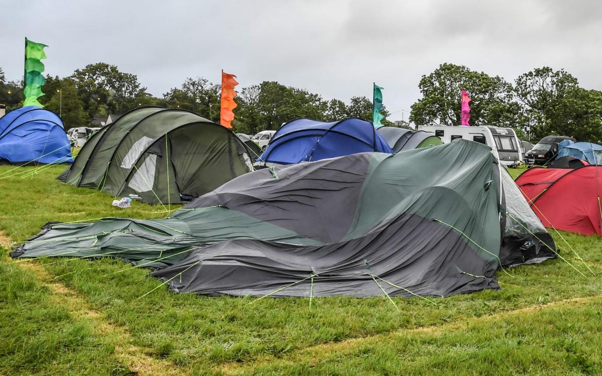 Storm Evert causes major damage to campsite at Camp Bestival, Lulworth Castle, Wareham, Dorset - Jules Annon/Avalon