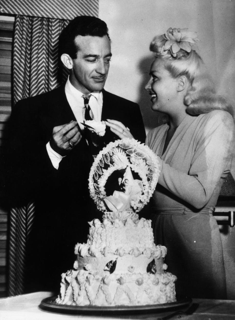 <p>Actress Betty Grable married trumpeter Harry James in Vegas. The two stayed married for 22 years, but divorced due to James's alcoholism. Their marriage <a href="https://books.google.com/books?id=7d7NfKMhPeMC&pg=PA200&lpg=PA200&dq=I+want+a+girl%2C+just+like+the+girl%2C+who+married+Harry+James&source=bl&ots=gOygwS2no3&sig=ACfU3U1rWlF8QztOYTvu3nikLElY5FtFJQ&hl=en&sa=X&ved=2ahUKEwiJgrODh4P5AhWIl4kEHUwKA2AQ6AF6BAgiEAM#v=onepage&q=I%20want%20a%20girl%2C%20just%20like%20the%20girl%2C%20who%20married%20Harry%20James&f=false" rel="nofollow noopener" target="_blank" data-ylk="slk:inspired;elm:context_link;itc:0;sec:content-canvas" class="link ">inspired</a> a song sung by American soldiers, as Grable was a popular pinup girl during World War II. <em>I want a girl / just like the girl that married Harry James</em>... </p>