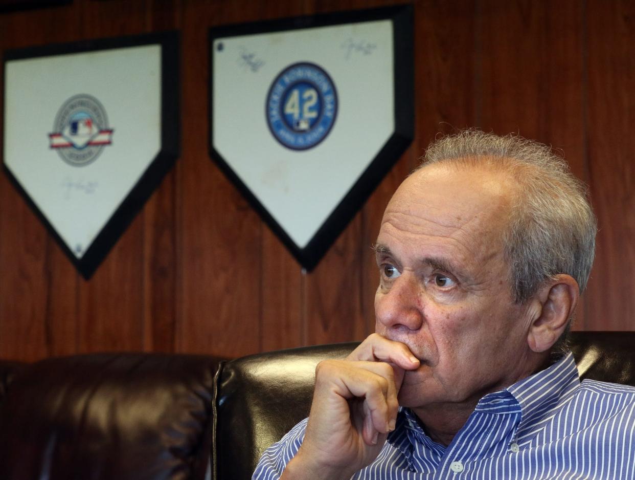 Larry Lucchino, shown in August of 2018 at his McCoy Stadium office before the PawSox left Rhode Island for Worcester, died Tuesday morning. He was 78.