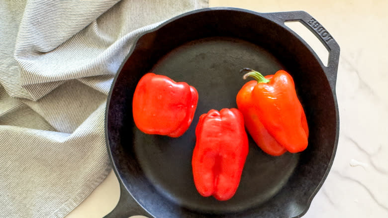 peppers in cast iron skillet