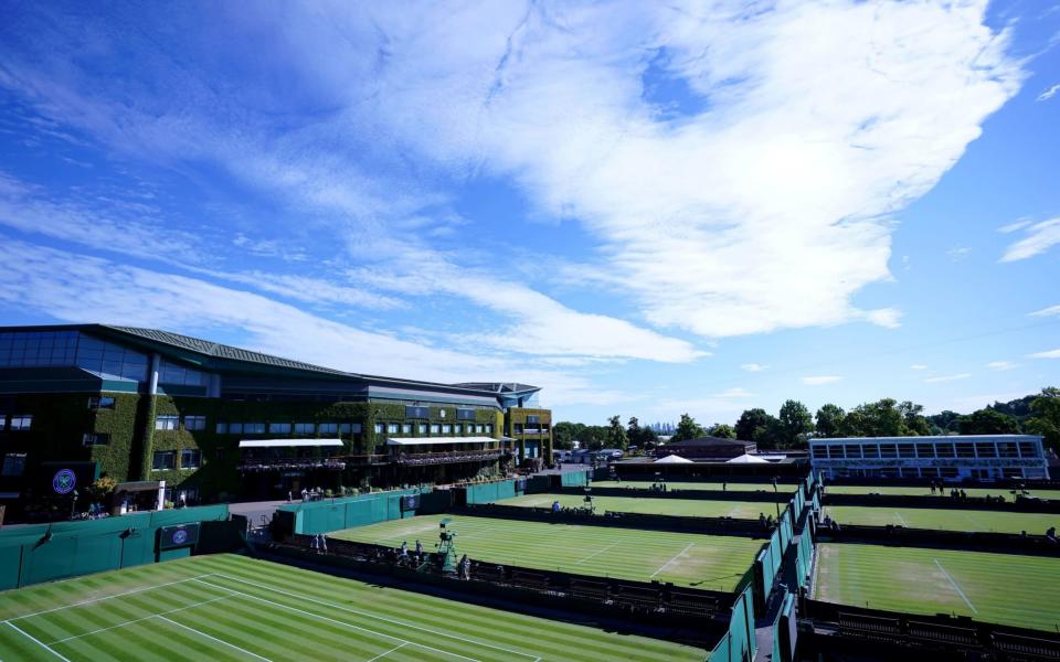 general view of the courts ahead of day eight of the 2022 Wimbledon Championships at the All England Lawn Tennis and Croquet Club, Wimbledon - Zac Goodwin/PA