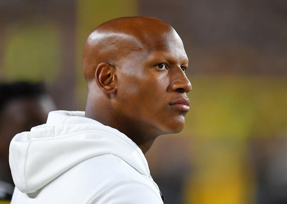 Ryan Shazier of the Pittsburgh Steelers looks on during the game against the Cincinnati Bengals at Heinz Field on September 30, 2019 in Pittsburgh, Pennsylvania. (Photo by Joe Sargent/Getty Images)