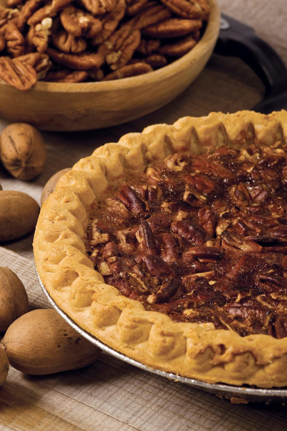 Restaurants' holiday menus include pies, such as pecan, to enjoy at the restaurant or to pick up for Thanksgiving at home.